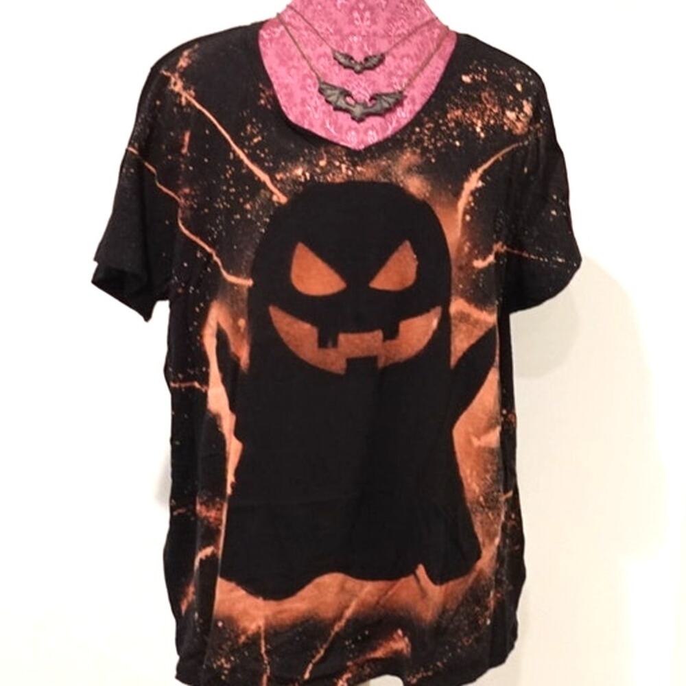 Custom-Made Acid Ghost on Black V neck T shirt SZ XXL